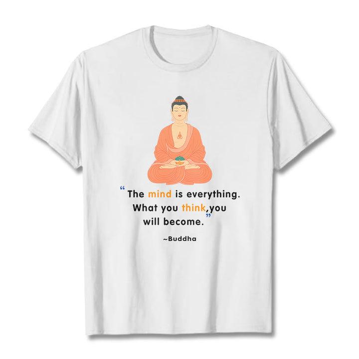 Buddha Stones The Mind Is Everything Meditation Buddha Tee T-shirt - White - 2XL - image 0