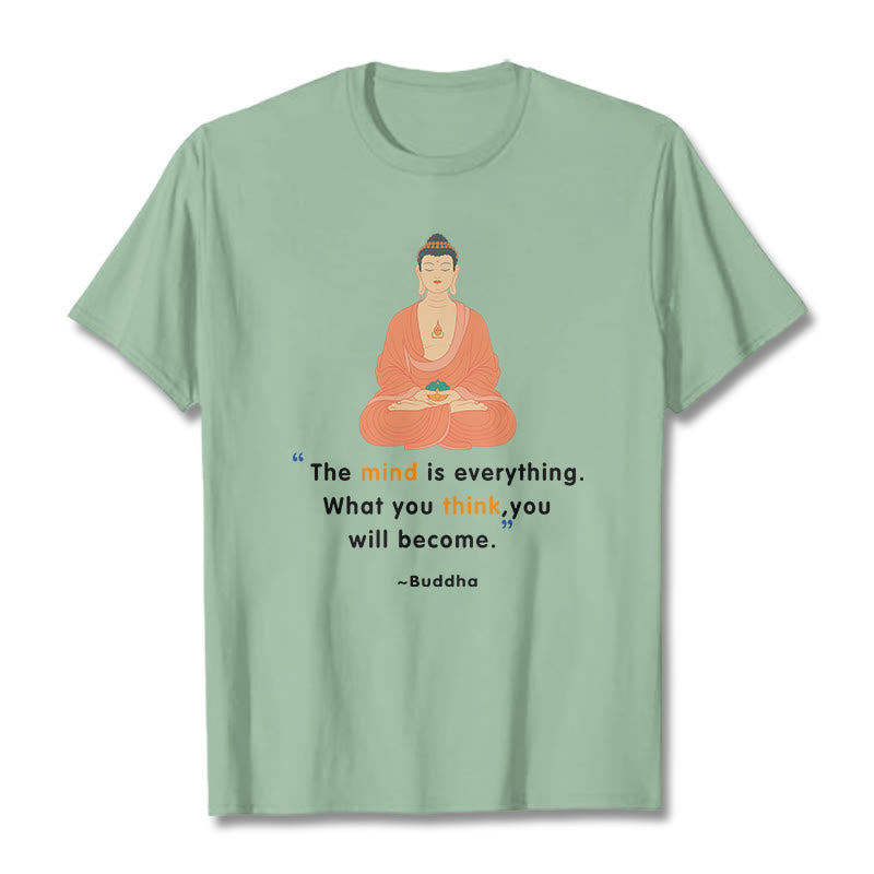 Buddha Stones The Mind Is Everything Meditation Buddha Tee T-shirt - PaleGreen - 2XL - image 14