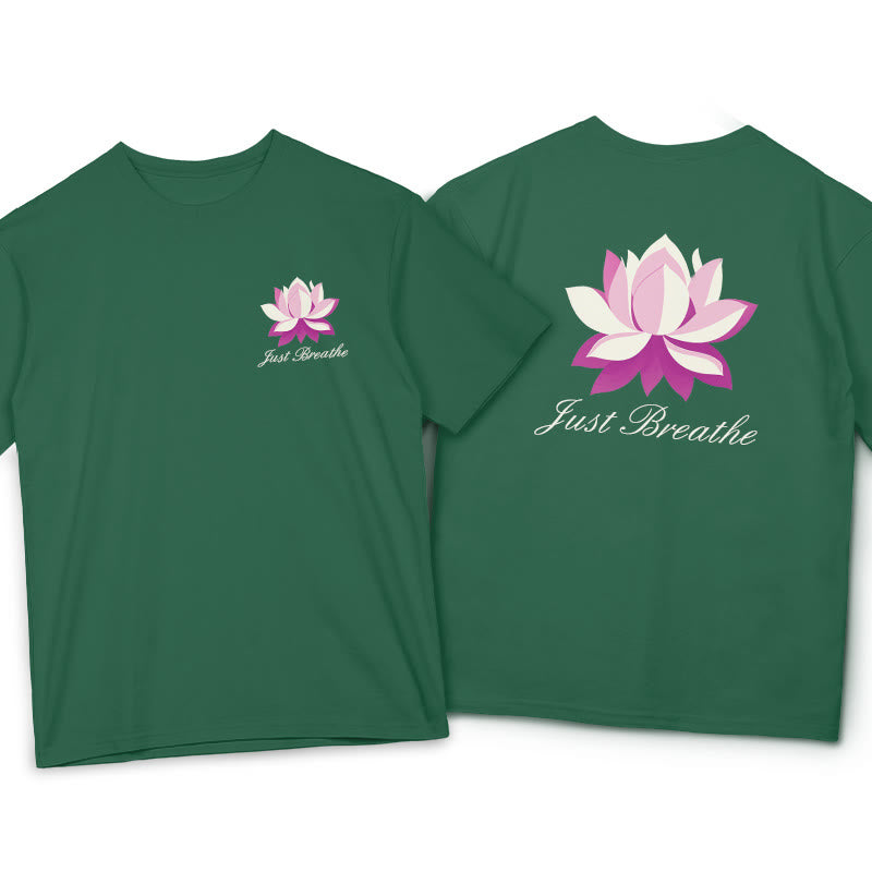 Buddha Stones Lotus Just Breathe Tee T-shirt - ForestGreen - 2XL - image 6