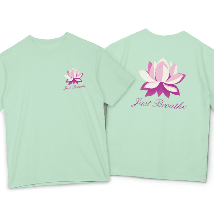 Buddha Stones Lotus Just Breathe Tee T-shirt - PaleGreen - 2XL - image 2