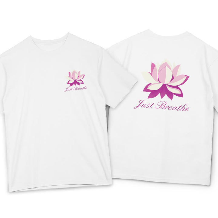 Buddha Stones Lotus Just Breathe Tee T-shirt - White - 2XL - image 10