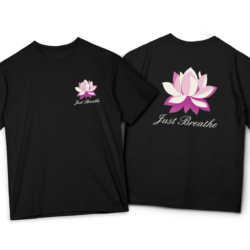 Buddha Stones Lotus Just Breathe Tee T-shirt - Black - 2XL - image 12