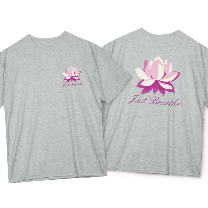 Buddha Stones Lotus Just Breathe Tee T-shirt - LightGrey - 2XL - image 16