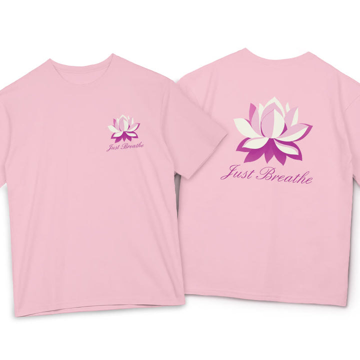 Buddha Stones Lotus Just Breathe Tee T-shirt - LightPink - 2XL - image 4