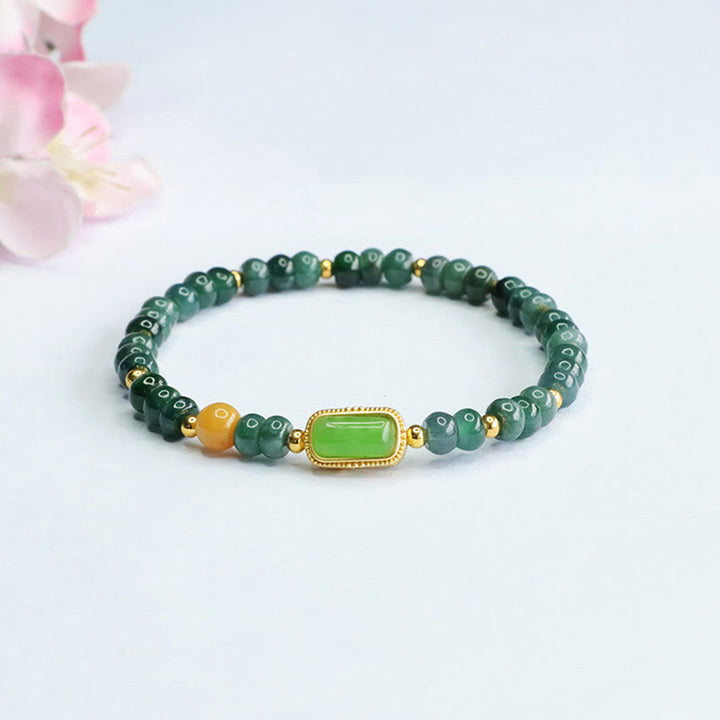 Buddha Stones Natural Green Jade Topaz Luck Bracelet - Jade(Wrist Circumference: 14-15cm) - image 0