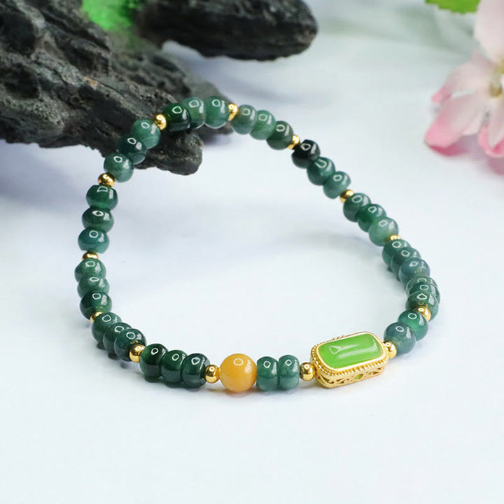 Buddha Stones Natural Green Jade Topaz Luck Bracelet - image 2