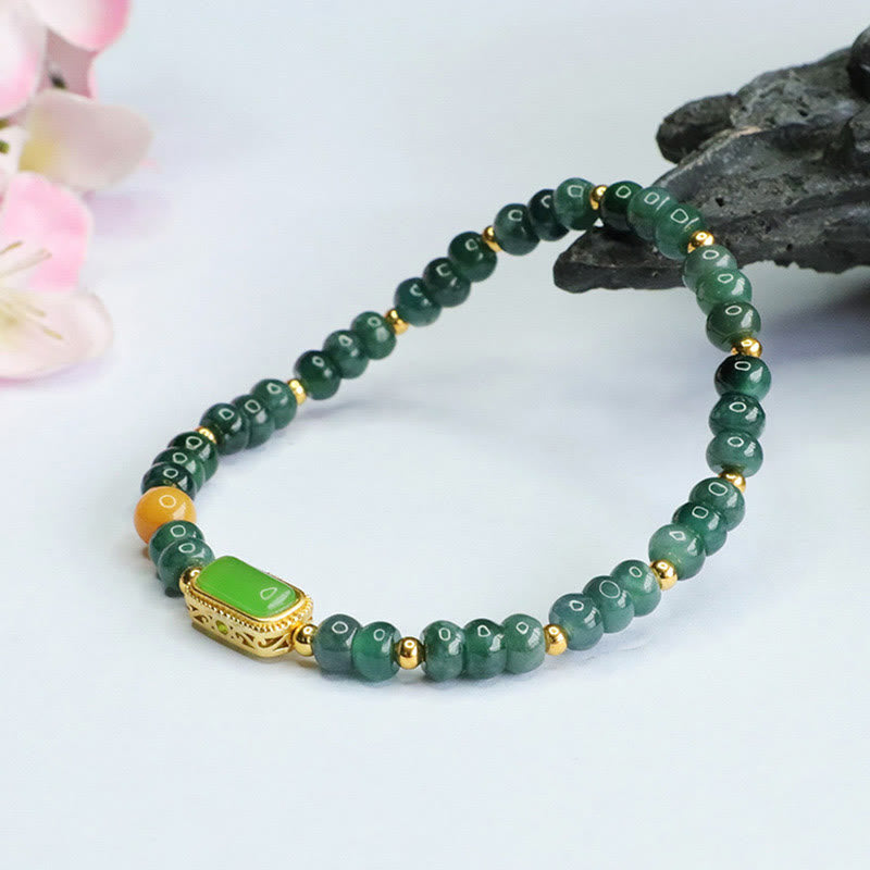 Buddha Stones Natural Green Jade Topaz Luck Bracelet - image 3