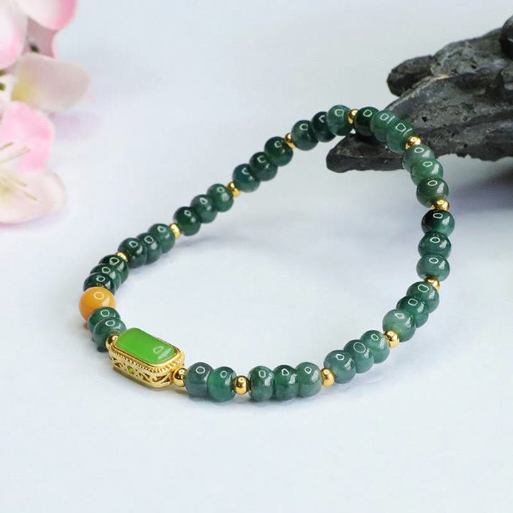 Buddha Stones Natural Green Jade Topaz Luck Bracelet - image 3