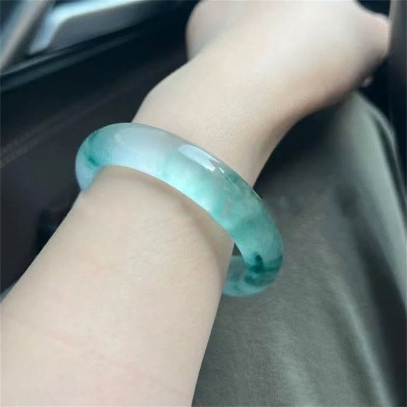Buddha Stones Natural Jade Floating Flower Luck Bracelet Bangle - image 10