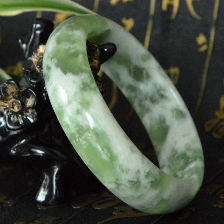 Buddha Stones Natural Jade Luck Prosperity Bracelet Bangle - image 1