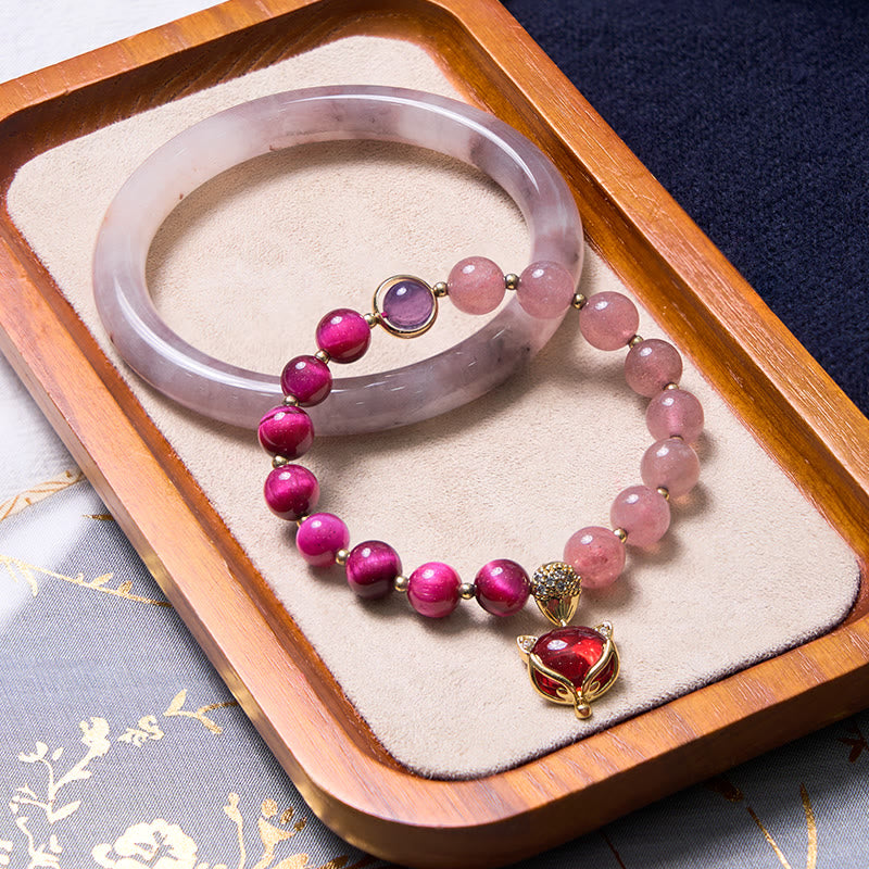 Buddha Stones Enhance Happiness and Joy Purple Bracelet Bangle Bundle - Bracelet&Bangle 62-64mm - image 0