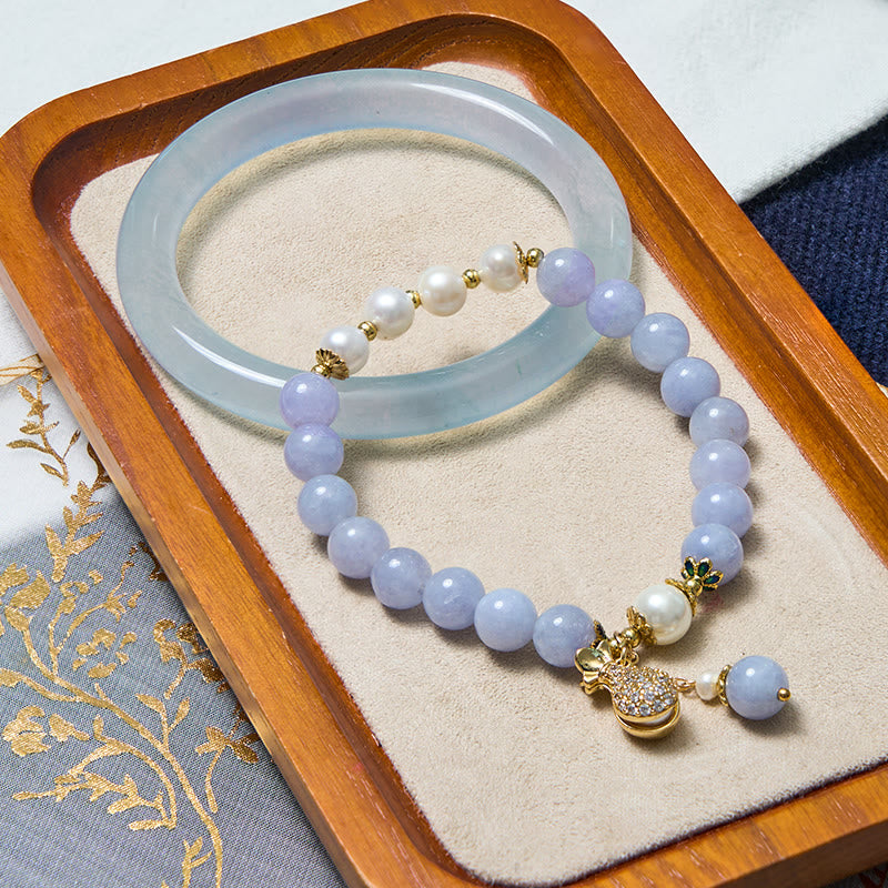 Buddha Stones Inner Peace And Stress Relief Aquamarine Jade Blue Bracelet Bangle Bundle - Bracelet&Bangle 64-66mm - image 0