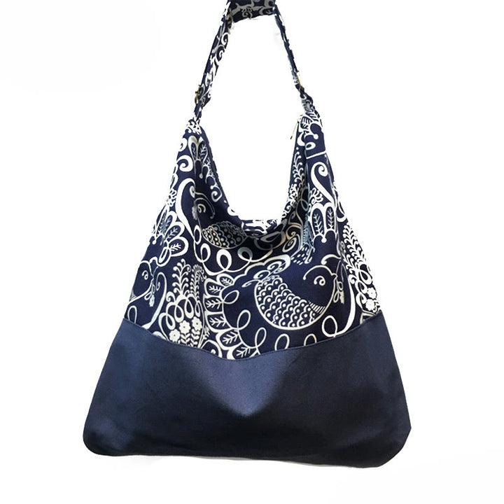 Buddha Stones Cotton Crossbody Bag Shoulder Bag - Navy Blue 43*12*43cm - image 10