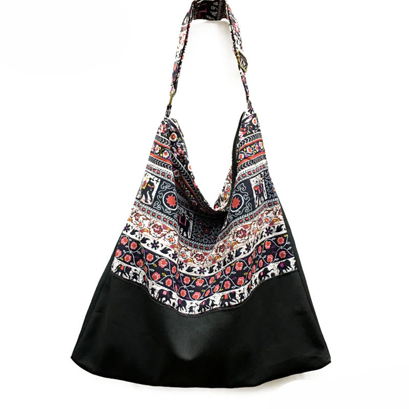 Buddha Stones Cotton Crossbody Bag Shoulder Bag - Black White 43*12*43cm - image 9
