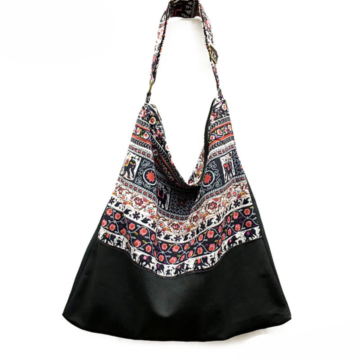 Buddha Stones Cotton Crossbody Bag Shoulder Bag - Black White 43*12*43cm - image 9