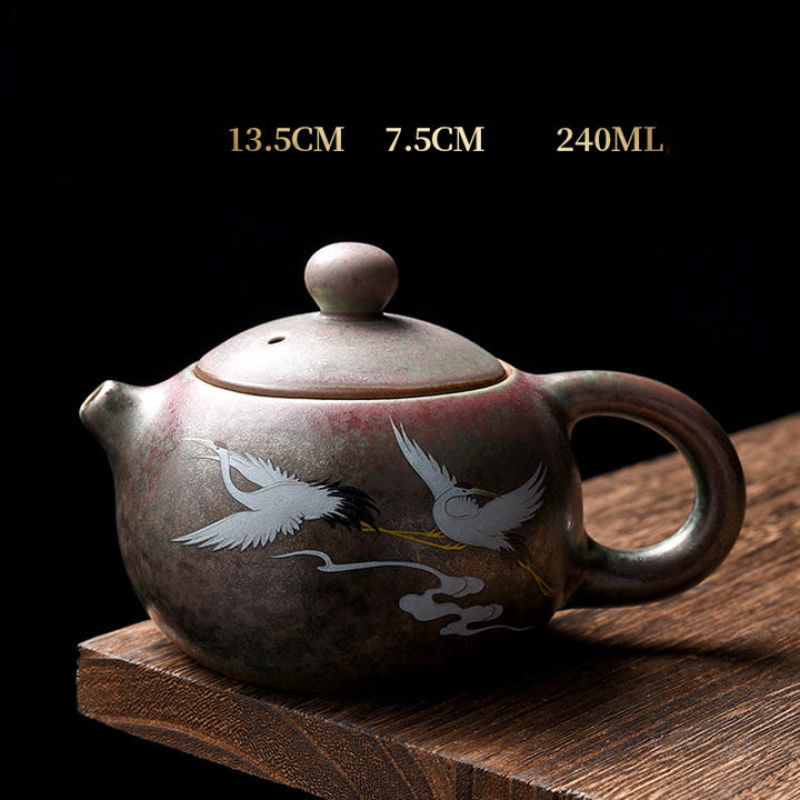 Buddha Stones White Crane Cloud Chinese Gongfu Tea Ceramic Kung Fu Teapot - image 2