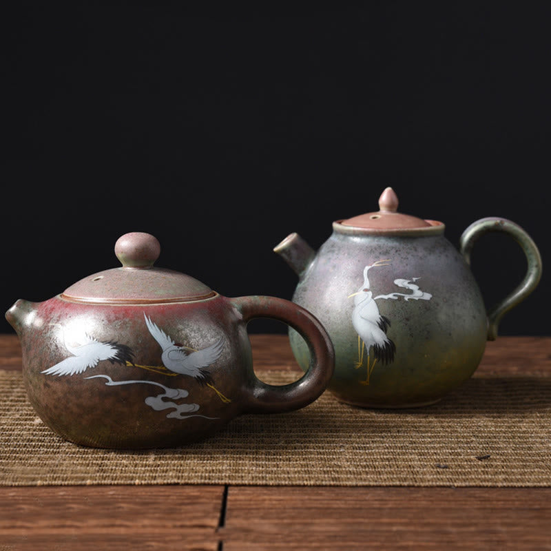 Buddha Stones White Crane Cloud Chinese Gongfu Tea Ceramic Kung Fu Teapot - image 1