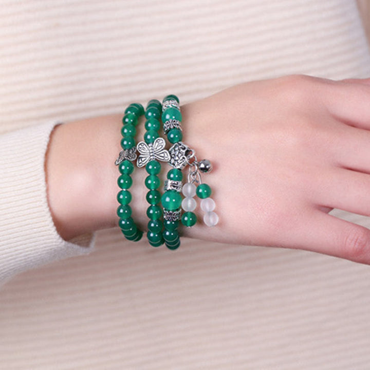 Buddha Stones Natural Green Agate Butterfly Support Bracelet - image 4