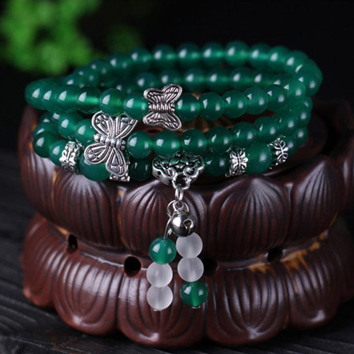 Buddha Stones Natural Green Agate Butterfly Support Bracelet - image 2