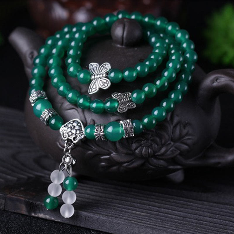 Buddha Stones Natural Green Agate Butterfly Support Bracelet - 6mm Green Agate - image 0