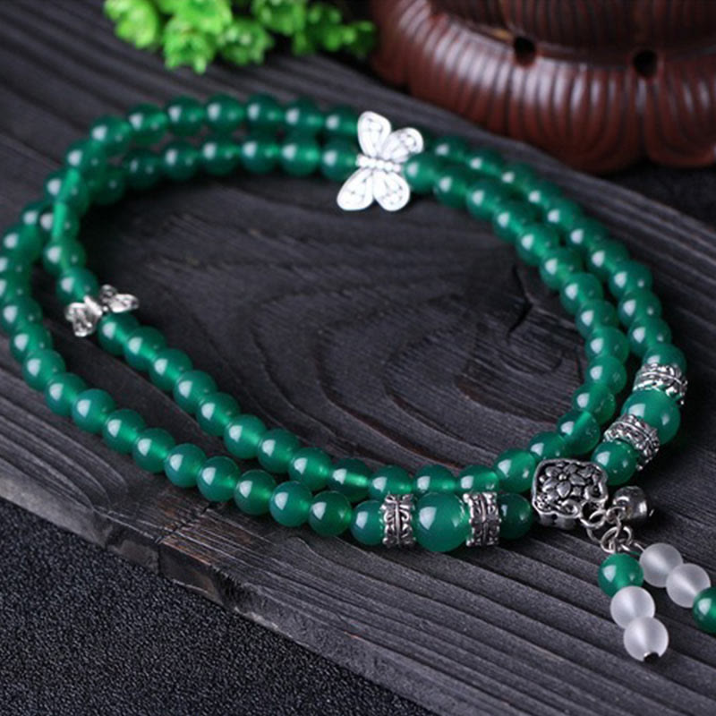 Buddha Stones Natural Green Agate Butterfly Support Bracelet - image 5