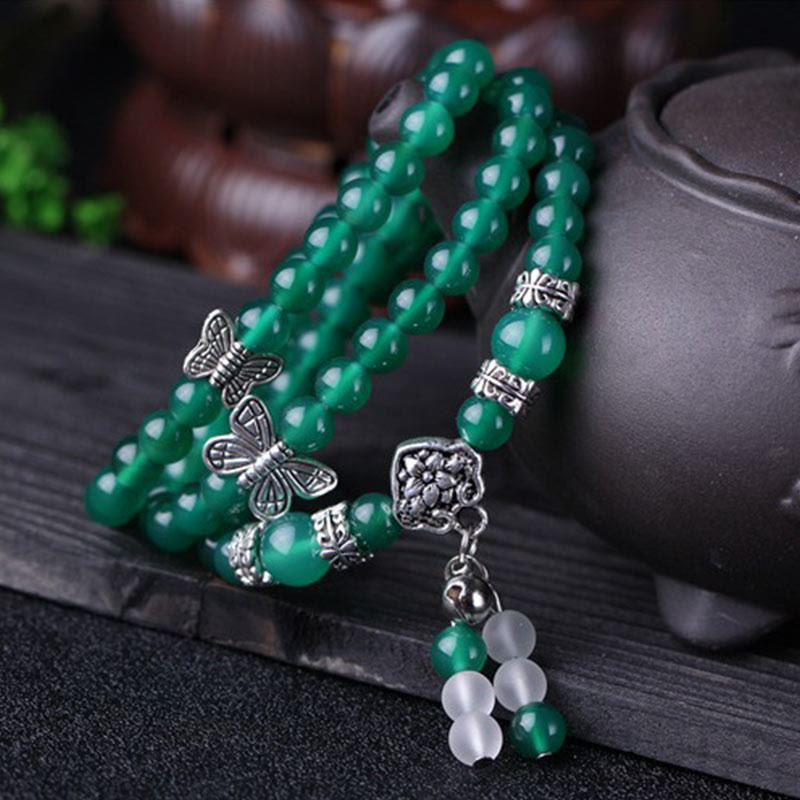 Buddha Stones Natural Green Agate Butterfly Support Bracelet - image 1