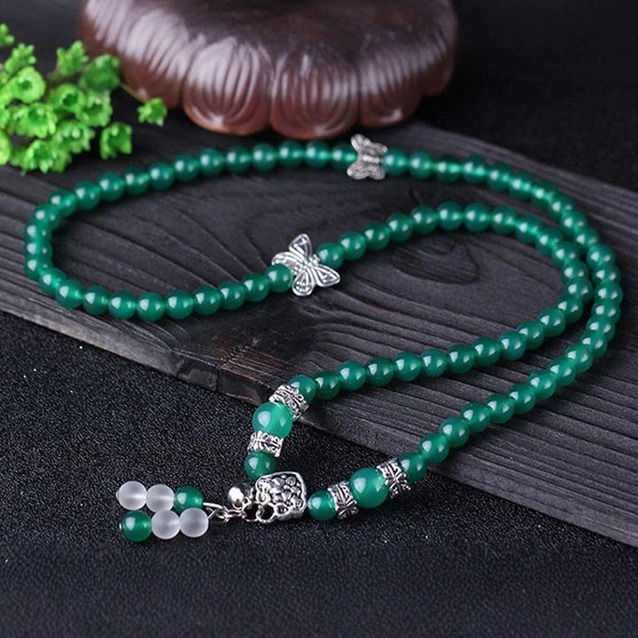 Buddha Stones Natural Green Agate Butterfly Support Bracelet - image 3