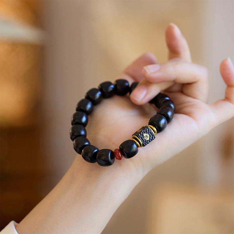 Buddha Stones Ebony Wood Auspicious Clouds Engraved Calm Bracelet - image 12