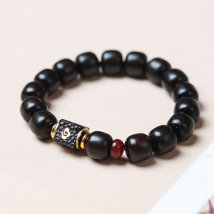Buddha Stones Ebony Wood Auspicious Clouds Engraved Calm Bracelet - Ebony Wood(Wrist Circumference 14-16cm) - image 0