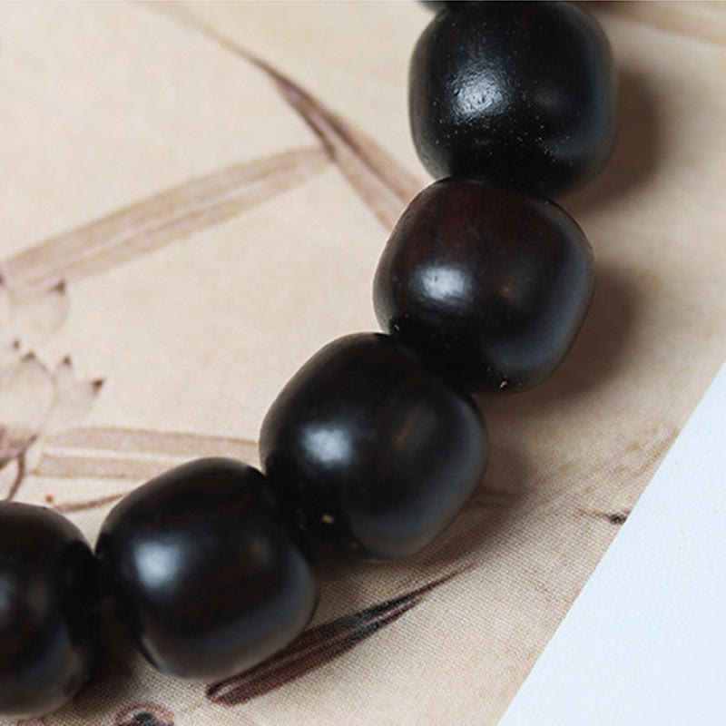Buddha Stones Ebony Wood Auspicious Clouds Engraved Calm Bracelet - image 7