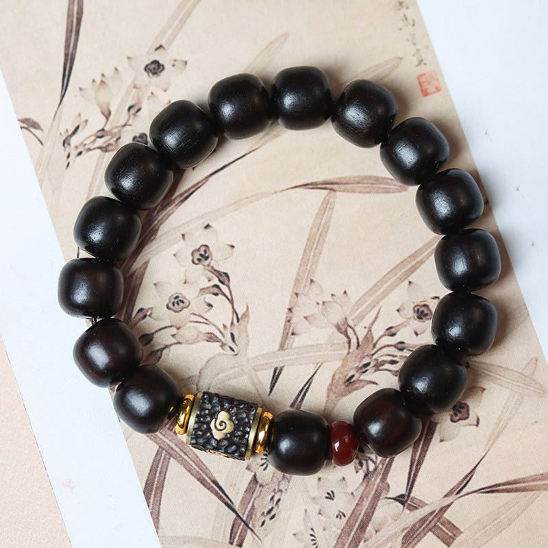 Buddha Stones Ebony Wood Auspicious Clouds Engraved Calm Bracelet - image 3