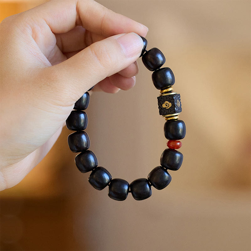 Buddha Stones Ebony Wood Auspicious Clouds Engraved Calm Bracelet - image 8