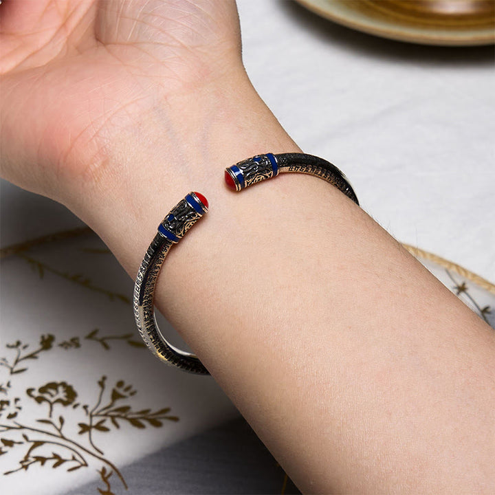 Buddha Stones Heart Sutra Carved Copper Coins Healing Bracelet Bangle - image 4