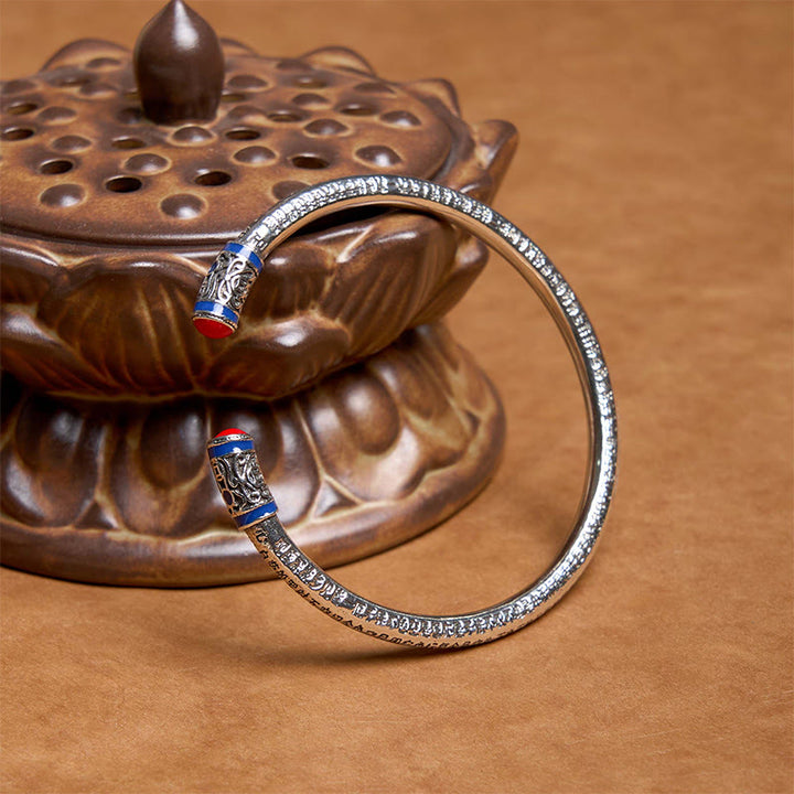 Buddha Stones Heart Sutra Carved Copper Coins Healing Bracelet Bangle - image 6