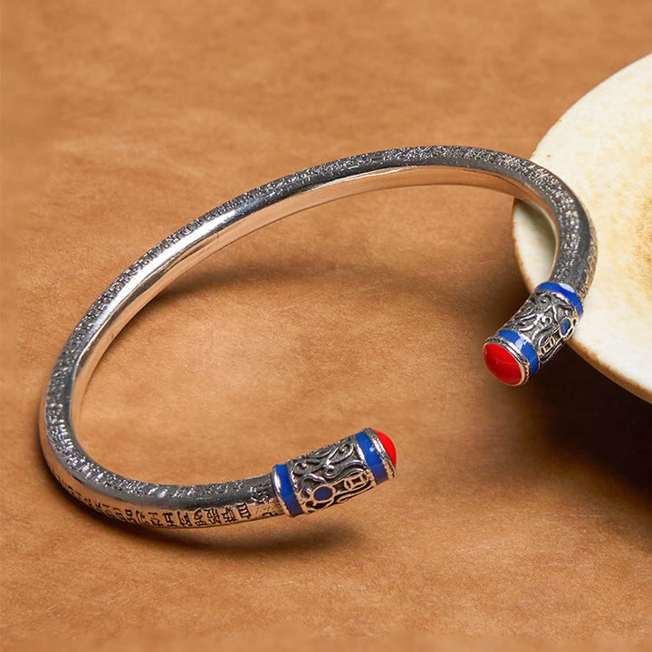 Buddha Stones Heart Sutra Carved Copper Coins Healing Bracelet Bangle - Heart Sutra(Inner Diameter: 58mm Adjustable) - image 0