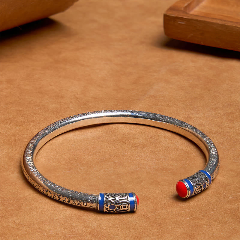 Buddha Stones Heart Sutra Carved Copper Coins Healing Bracelet Bangle - image 2