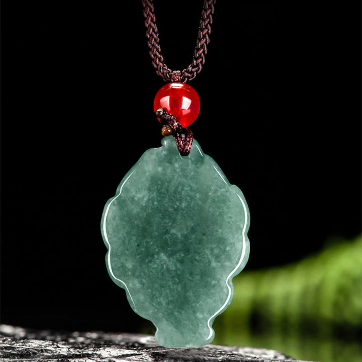 Buddha Stones Natural Green Jade Nine Tailed Fox Luck Necklace Pendant - image 3