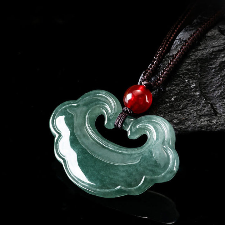 Buddha Stones Natural Green Jade Chinese Lock Charm Luck Necklace Pendant - image 3