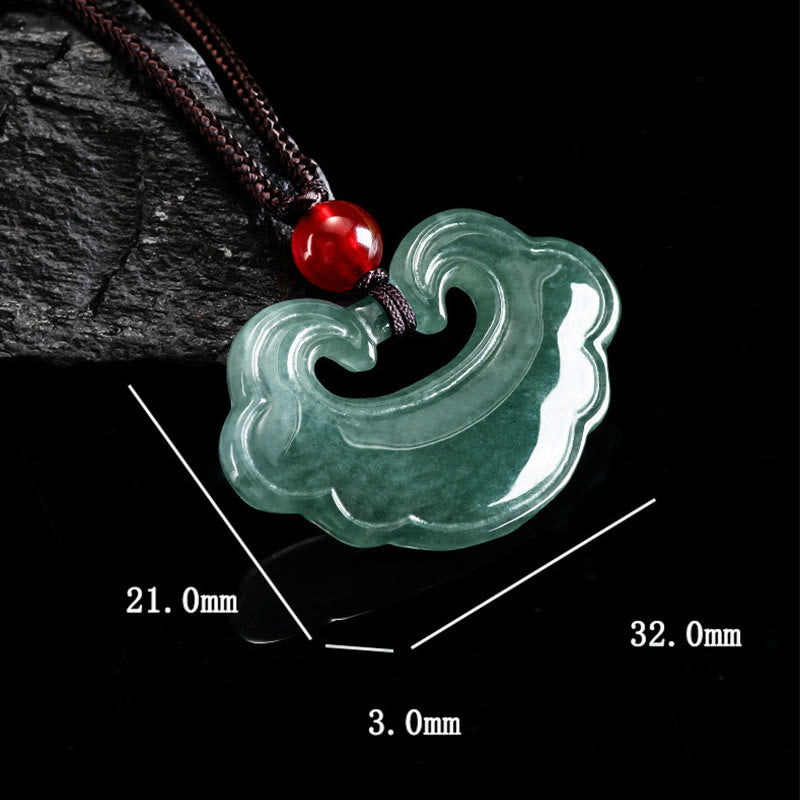 Buddha Stones Natural Green Jade Chinese Lock Charm Luck Necklace Pendant - image 8