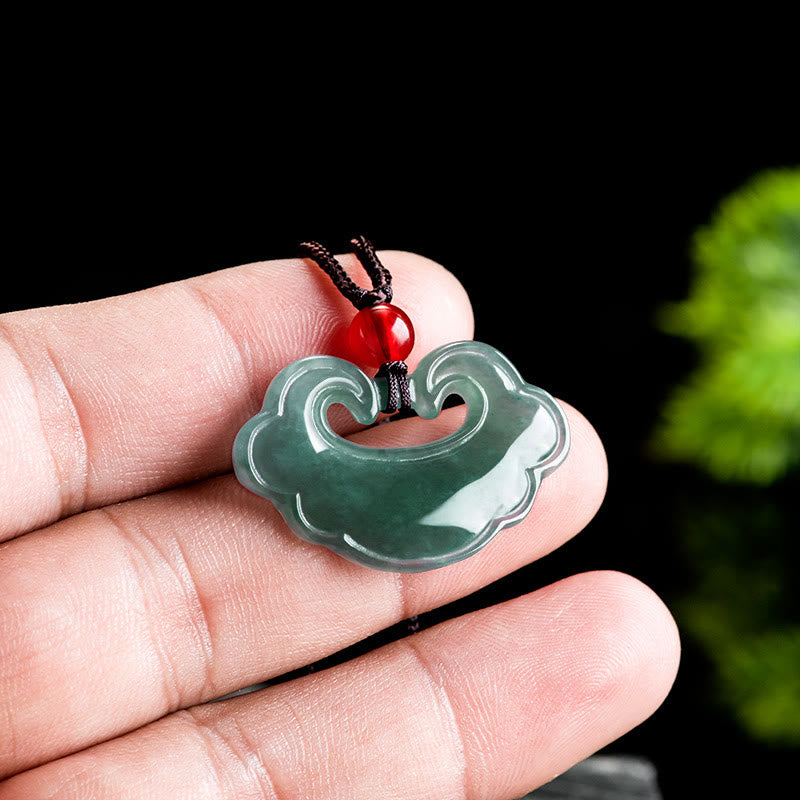 Buddha Stones Natural Green Jade Chinese Lock Charm Luck Necklace Pendant - image 4