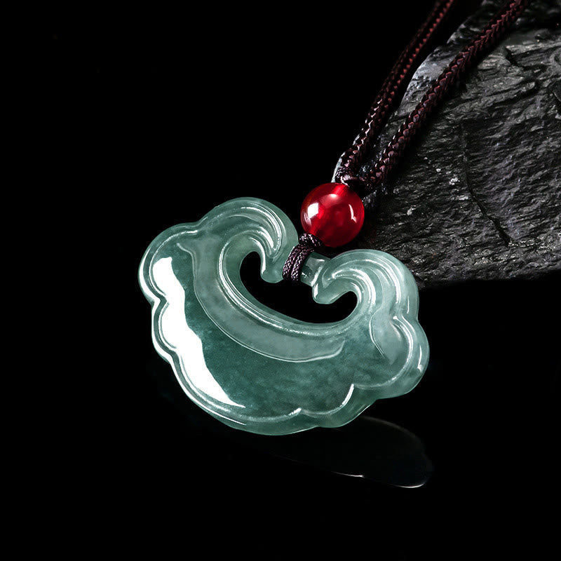 Buddha Stones Natural Green Jade Chinese Lock Charm Luck Necklace Pendant - image 7