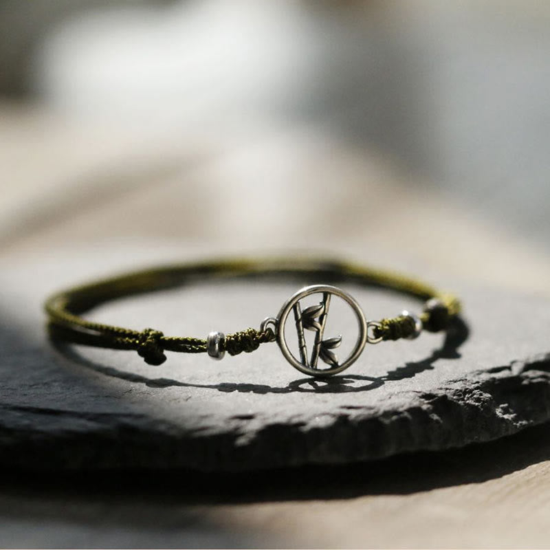 Buddha Stones 925 Sterling Silver Bamboo Luck String Bracelet - 925 Sterling Silver Bamboo(Wrist Circumference 14-25cm) - image 0