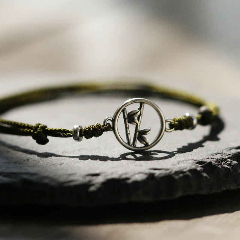 Buddha Stones 925 Sterling Silver Bamboo Luck String Bracelet - image 1