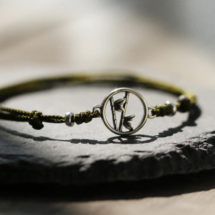 Buddha Stones 925 Sterling Silver Bamboo Luck String Bracelet - image 1