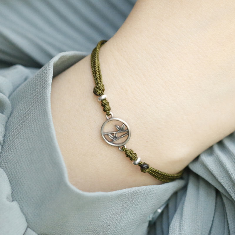 Buddha Stones 925 Sterling Silver Bamboo Luck String Bracelet - image 9