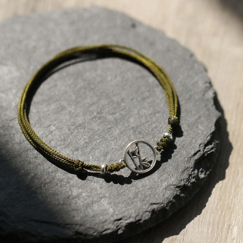 Buddha Stones 925 Sterling Silver Bamboo Luck String Bracelet - image 2