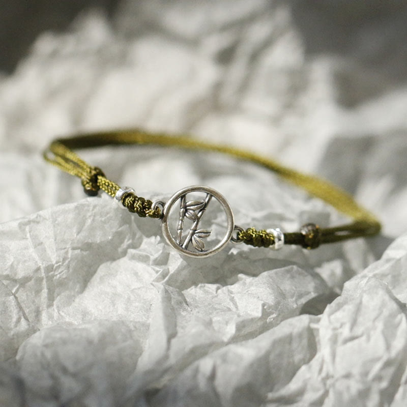 Buddha Stones 925 Sterling Silver Bamboo Luck String Bracelet - image 3