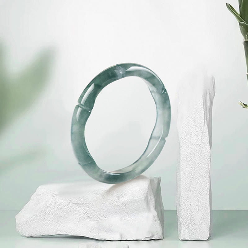 Buddha Stones Natural Jade Bamboo Prosperity Abundance Ring - image 2