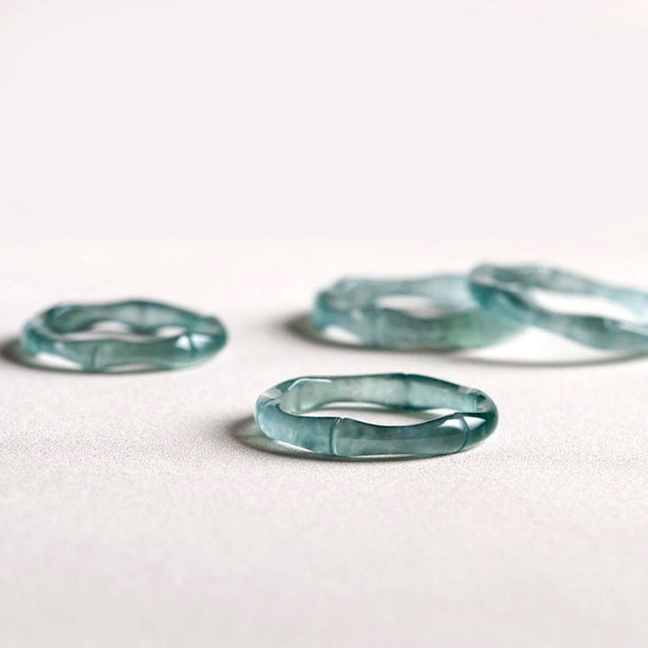 Buddha Stones Natural Jade Bamboo Prosperity Abundance Ring - image 12