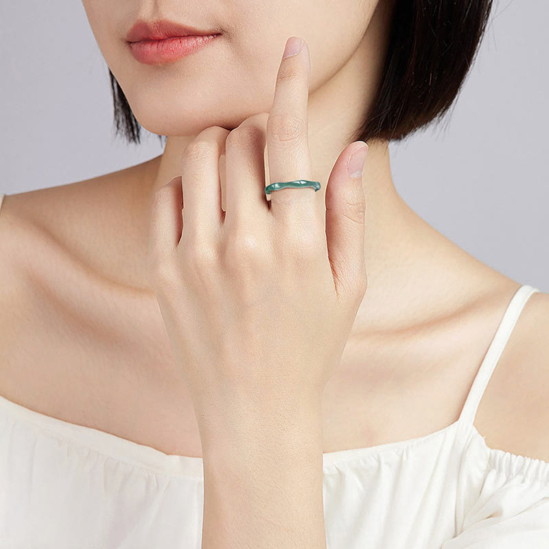 Buddha Stones Natural Jade Bamboo Prosperity Abundance Ring - image 4